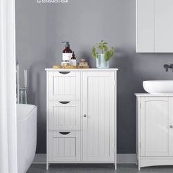 Floor Storage Cabinet, Freestanding Storage Unit with 3 Drawers, 1 Adjustable Shelf, for Bathroom Living Room Dining Kitchen, 11.8 x 23.6 