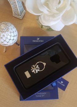 Swarovski Black & Silver Crystal Flower Ring Case for Samsung Galaxy S9