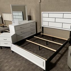 White Cream Queen Bedroom Set 