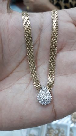 14k gold chain & charm .50 ct diamonds 17 inch long