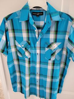 Polo Men Short Sleeve Shirt Plaid SM LIKE NEW