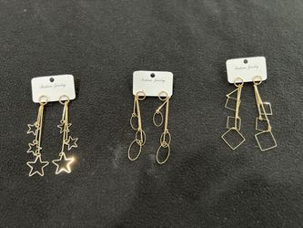 Gold Star And Geometry Earrings