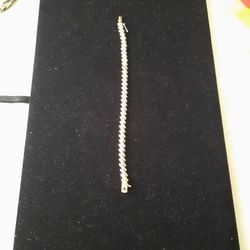 Gold Tone Sterling Silver Bracelet with Diamonds 