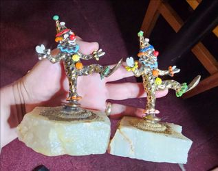 6" RON LEE SIGNED DANCING CLOWNS FIGURES FIGURINES IN NORWALK
