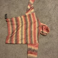 Boohoo Man Oversized Multicolor Boxy Knitted Hoodie Size Large 