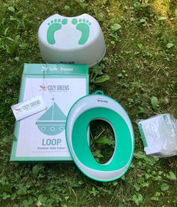 Cozy greens toilet trainer and stool