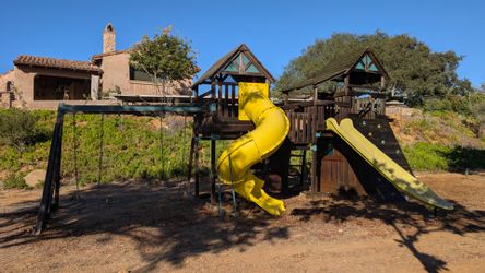 Large Wooden Swing Set Playset with Slides