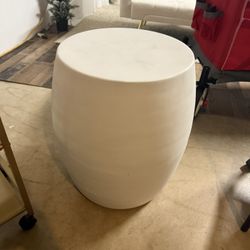 Round White Accent Table / Stool 