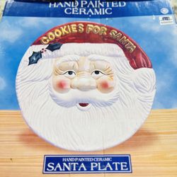 Hand Painted Santa Christmas Plate-$10
