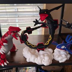 3D Printed Pokemon Emerald Trio – Rayquaza Groudon Kyogre Figures Set