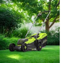 Cordless Lawn Mower, Brushless Electric Mower Up to 1/2 Acre, Push Lawn Mower w/ 3-Position Height Adjustment – Batteries & Charger Included