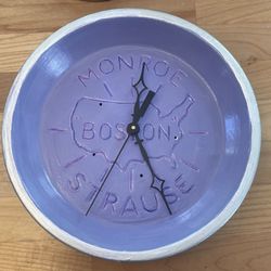 Vintage"Monroe Boston Strause" Pie Tin Clock (Upcycled/Repurposed)