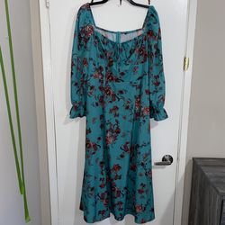 Teal/Turquoise Floral Dress