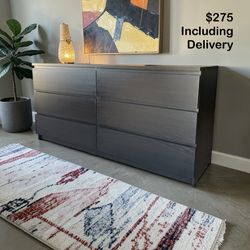 Modern IKEA Black 6-Drawer Dresser - Free Delivery