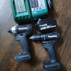 Makita Compact Impact Drill Driver Battery Charger Tool Set 