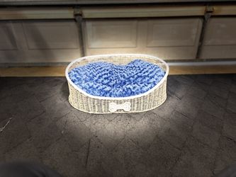 Wicker Basket Oval Dog Bed With Bone Decor