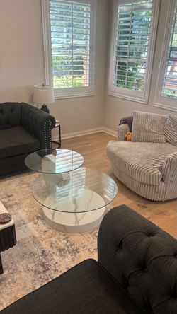 Two-Tier Round Glass Coffee Table