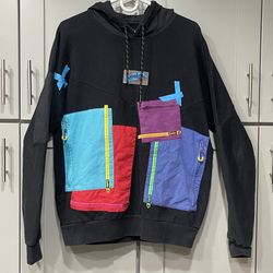 Cookies Color Block Patchwork Hooded Sweatshirt Hoodie Streetwear L