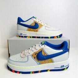 Boys Size 1 Nike Grade School Air Force 1 LV8 Paint Splatter Shoes 