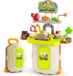 yafeedy Dinosaur 2-in-1 Workbench Playset for Kids 3-5, Green – New