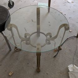 Two Beautiful Vintage Brass And Glass Tables