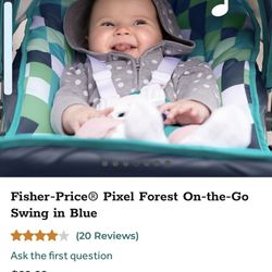 (swing) Fisher Price Pixel Forest On-the-go Swing In Blue 