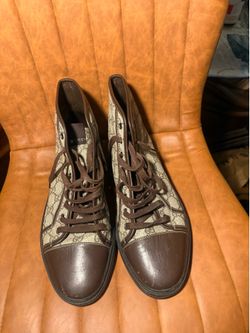 Gucci Brown Monogram High-Top Canvas Sneakers GG California Men’s Size 10,5US