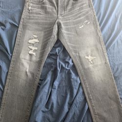 G-STAR RAW Men's Faded Grey 3301 Straight Tapered Restored Denim Distress Jeans