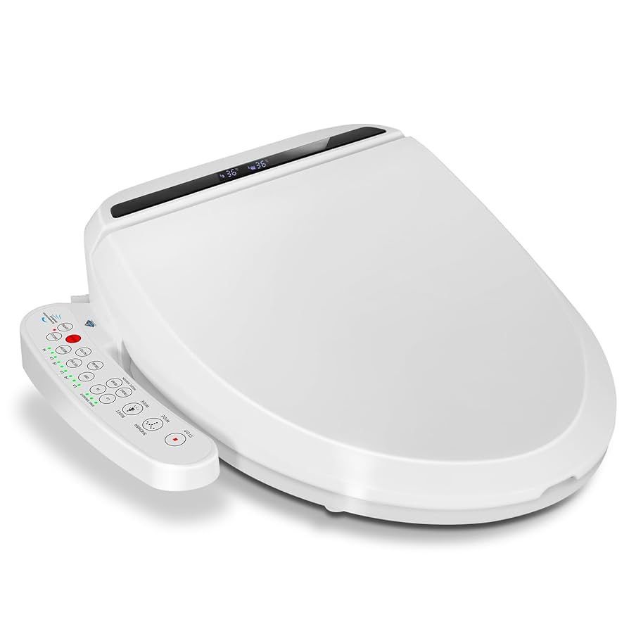 Bidet Toilet Seat Electric Warm Water Bidet with Warm Air Drying Heated Seat with Self cleaning Nozzle Temperature Adjustable White Toilet Seat