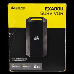 *NEW IN BOX* CORSAIR EX400U SURVIVOR 2TB External Hard Drive (portable, and  super fast!) USB4 + SSD
