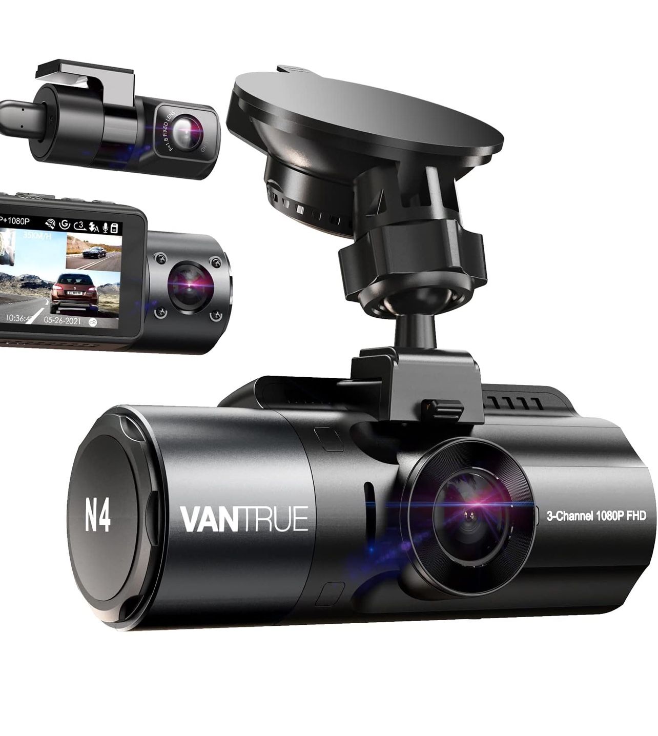 VANTRUE N4 3 Channel Dash Cam, 4K+1080P Dual Channel