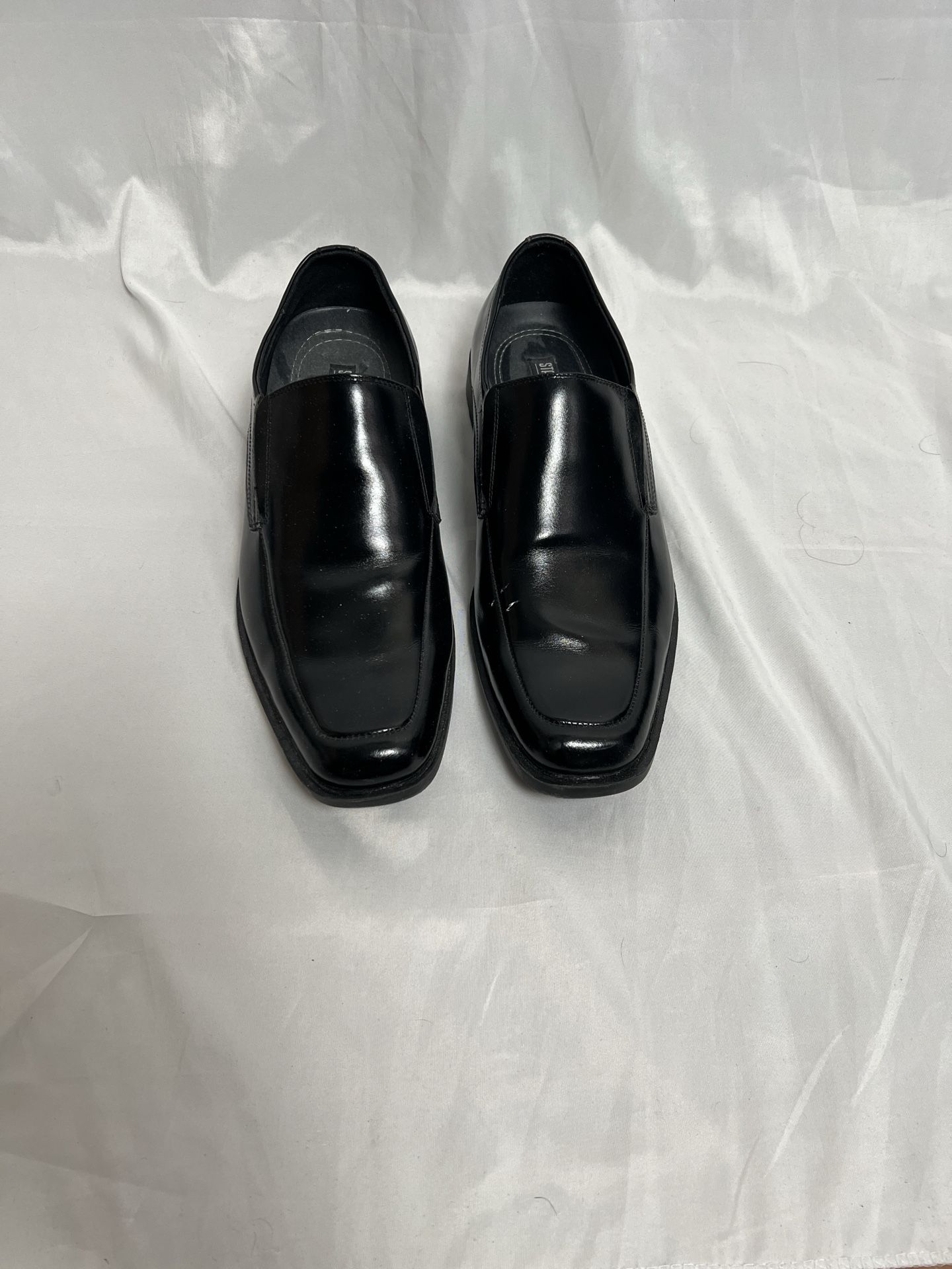 Men black slip on dress shoes
