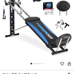 Total Gym XLS with Ab Crunch - includes full set of attachments - Squat Stand, Wing Bar, Leg Pull, Ankle Cuffs, Exercise Cards Deck 