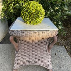 1940s Wicker Swan Side Table. 
