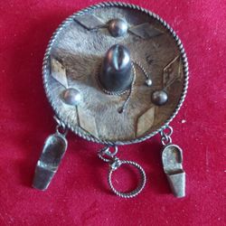 Antique Mexico Sterling Sombrero Brooch