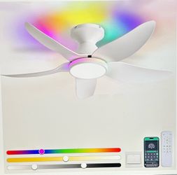 KVIFLON 38” Ceiling Fan with RGB Ring Lights