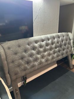 Gray Tufted Upholstered Headboard King Size