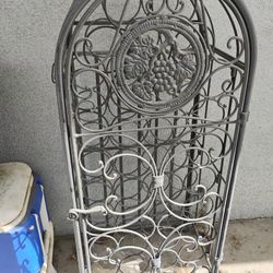 Large Gray Metal Wine Rack