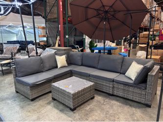 New 7 Pieces Wicker Outdoor Patio Furniture set Sectional Sofa Set ottoman table