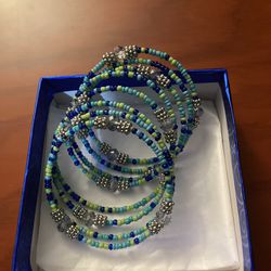 Turquoise Beaded Coil Bracelet