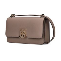 Burberry TB Elongated Grained Leather Shoulder Bag|Tan