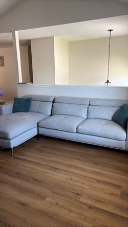 Grey Sofa with Adjustable Headrest