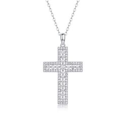 Fifty8 Moissanite Cross Pendant Necklace, 925 Sterling Silver, Sanctuary