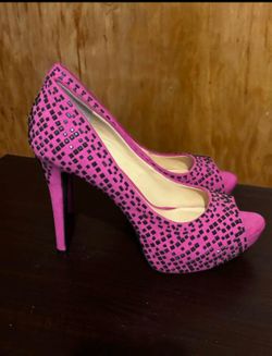 Gianni Bini Pink Rhinestone Platform Peep Toe Heels – Women’s Size 9