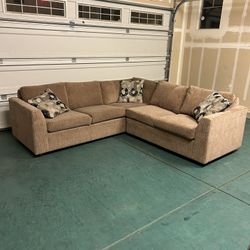 Beige 2-Piece Sectional Sofa (Delivery Available)