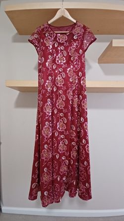 Happy Red sequins,bead fabric A line Grown  (without pad)