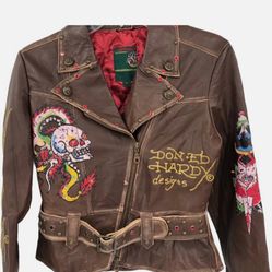 Ed Hardy Vintage Christian Audigier Women’s  Leather Jacket