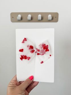 Girls White Tulle Bow with Red Velvet Bow