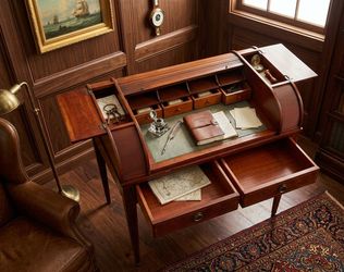 ✨ VINTAGE MAHOGANY TAMBOUR WRITING DESK 😍😍 BEAUTIFUL & FULL OF CHARACTER! ✨
