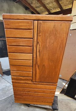 Dresser oak & armoire tall boy vintage mcm